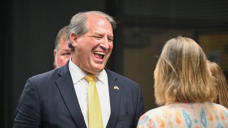 Rhett Marques, candidate for U.S. Congressional District 2, Monday, July 27, 2026, speaks to...