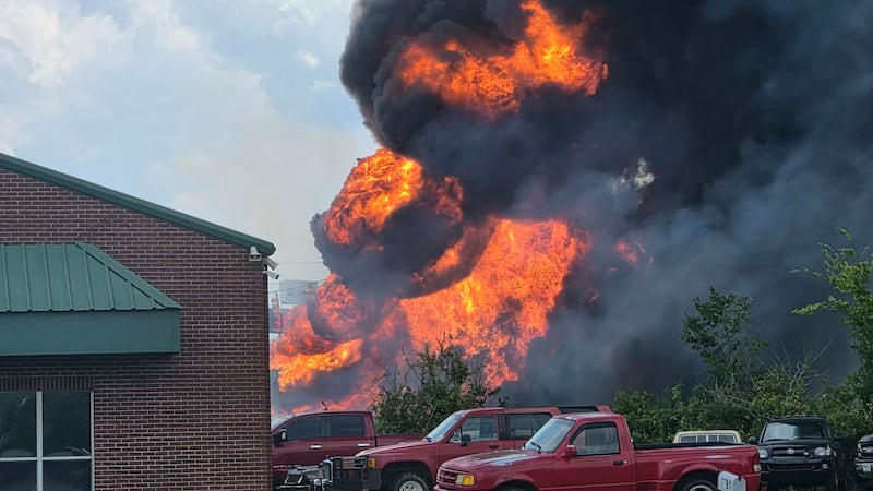 A large fire was seen Saturday after a tank truck exploded, according to the Montgomery County...