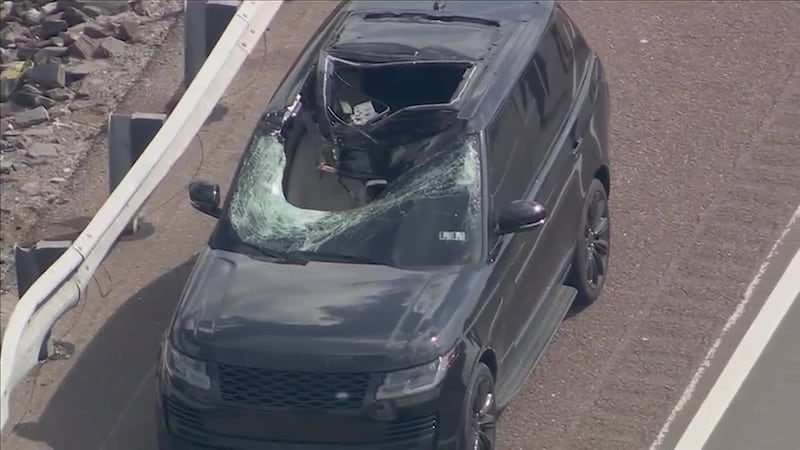 Two people were seriously injured in a freak accident on a Pennsylvania highway on Monday.